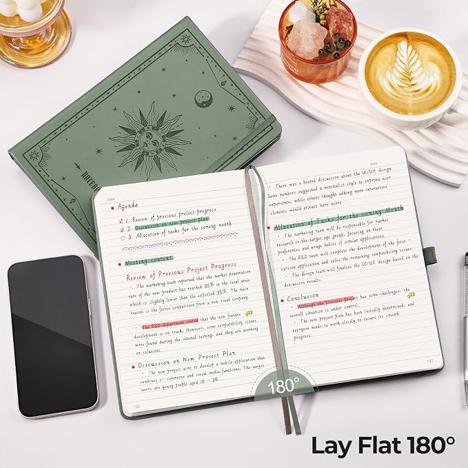 EMSHOI Lined Journal Notebook, 320 Numbered Pages, A5 Size | Leather Hardcover - Image 2