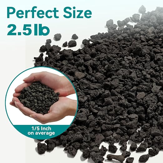 2.5lbs Small Lava Rocks for Plants Drainage, 1/5 Inch Black Gravel Mulch for - Image 2