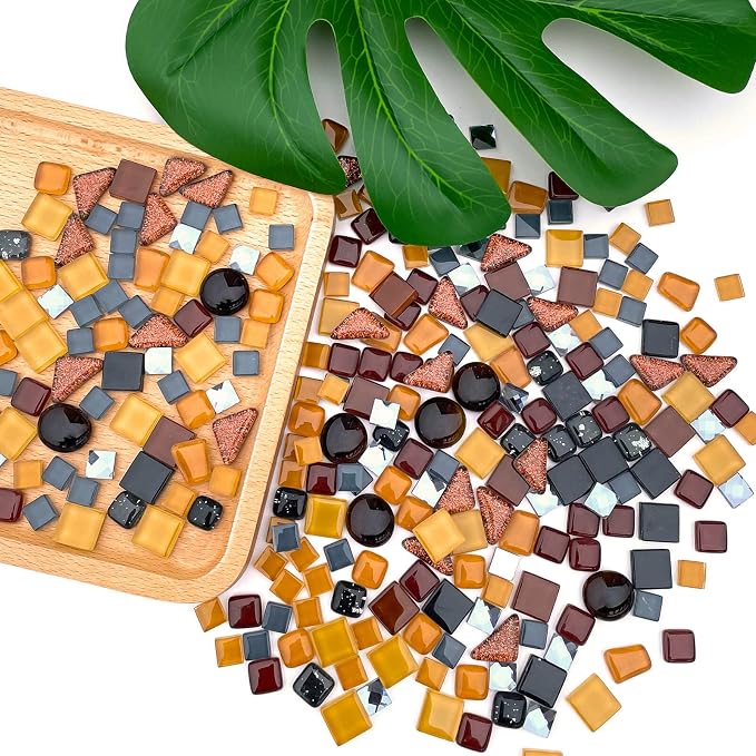 LITMIND 1.1LB Coffee Blend Irregular Crystal Glass Mosaic Tiles - Image 2