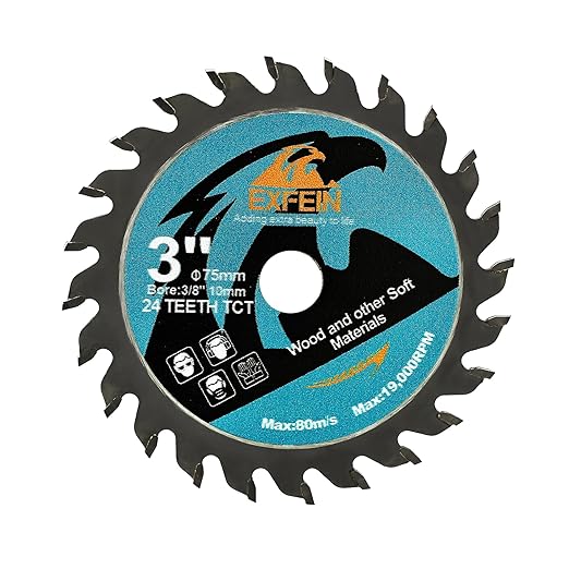 3 Inch Wood Cutting Disc - 24T TCT Carbide Tipped Teeth Compact Circular Saw Blade with 10mm Arbor, General Purpose for Cuttting in Wood Plastic and Composite Materials