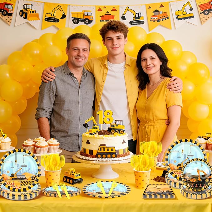 150 PCS Construction Birthday Party Supplies, Construction Themed Plates and - Image 6