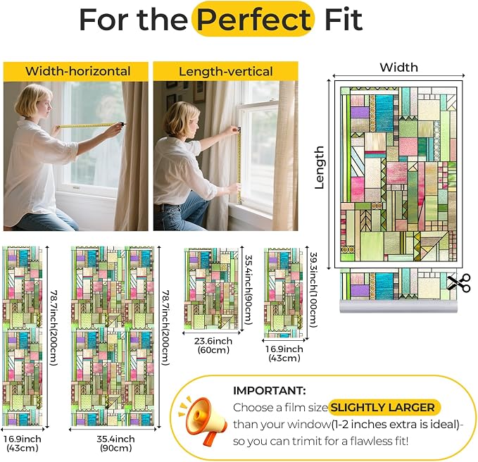 LuminManta 3D Stained Glass Window Privacy Film, Heat Control UV Blocking - Image 7