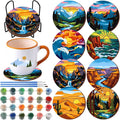 Reallnaive 8 Pcs Mountain Paint by Numbers Coasters Kit by Unknown