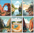 6 Pack Paint by Numbers Kit for Adults Beginner, National Park Adult Paint by by Fountor