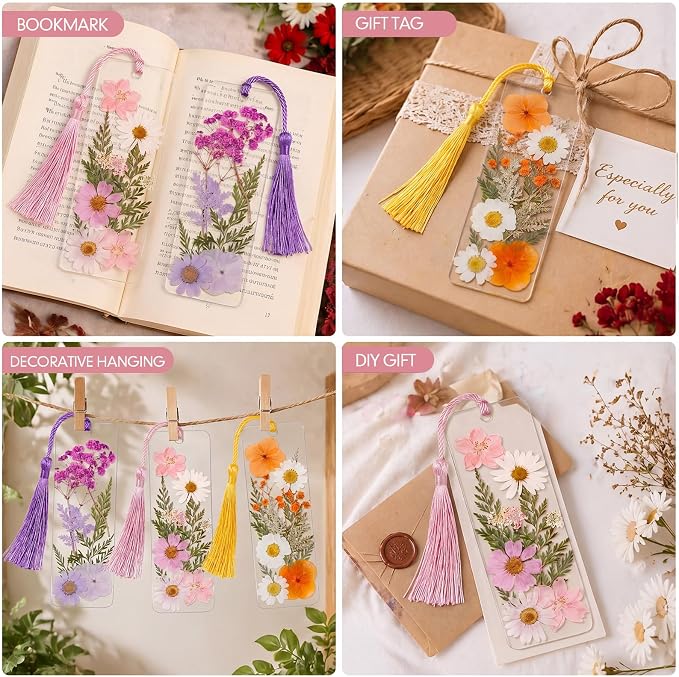 Fuyoooo 61 Pcs Pressed Flowers Bookmark Making Kit, DIY Bookmark Laminating - Image 5