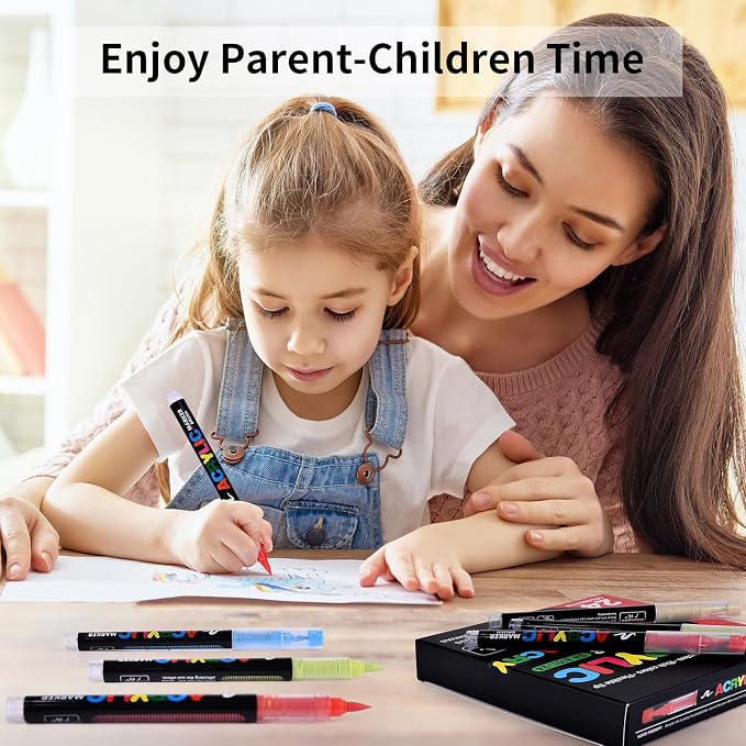 Acrylic Paint Markers 24 Colors, Water-Based No-Bleed Markers - Image 9