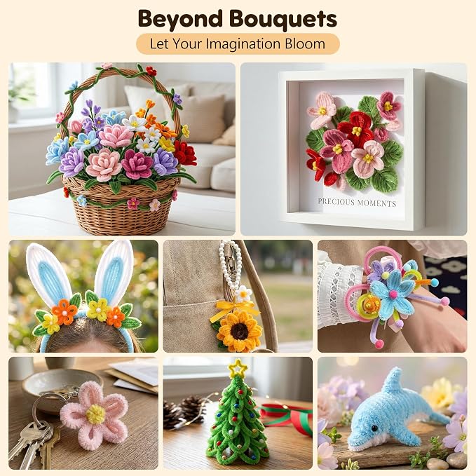 EARLY MINDS 800Pcs Pipe Cleaner Flower Kit - Image 7