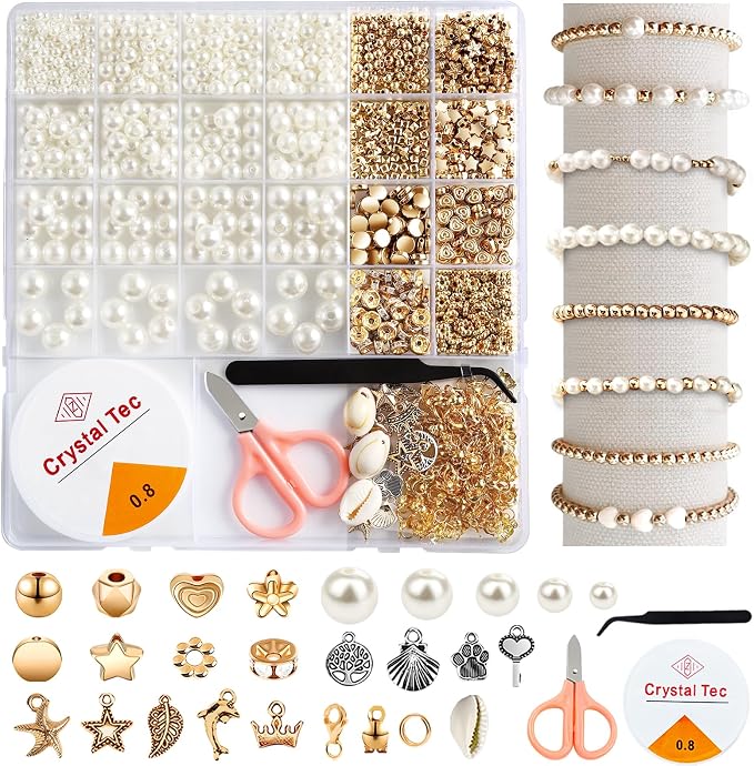 1200Pcs Pearl Beads for Bracelets, Bracelet Making Kit for Adults, Kids - Image 9