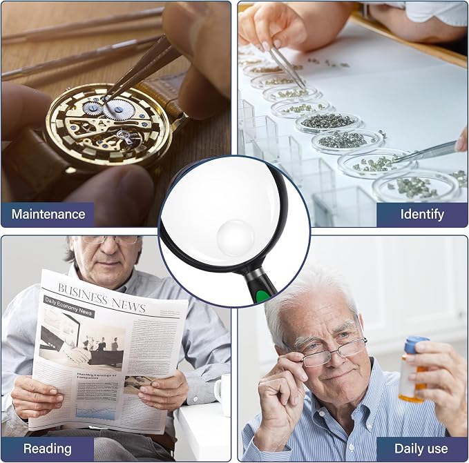 Feosky Handheld Reading Magnifier, 10X Magnifier, 75mm Shatterproof Lens - Image 5