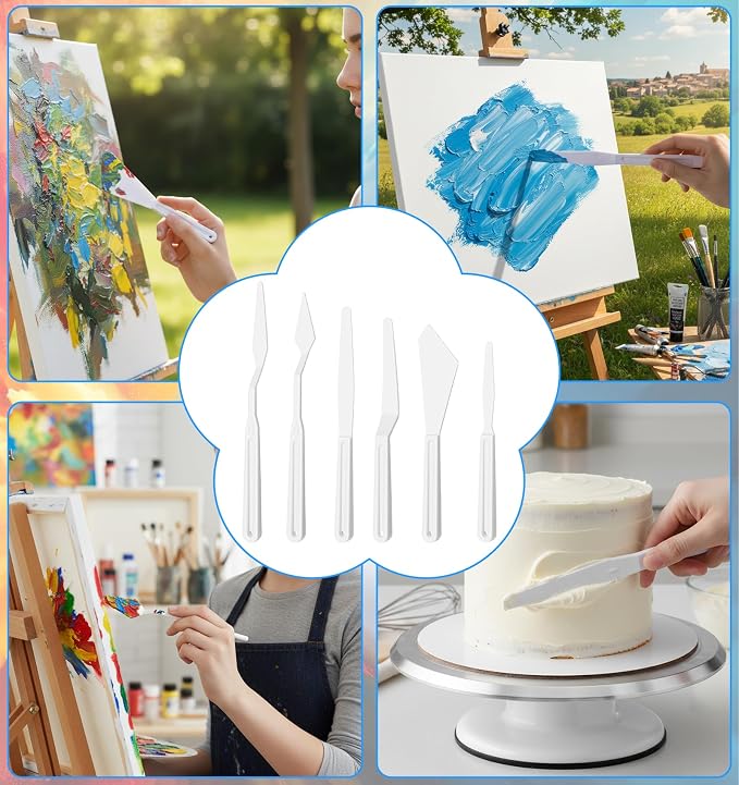 6 Pcs Plastic Palette Knive, Thin & Flexible Plastic Spatula Set, Art Palette - Image 7