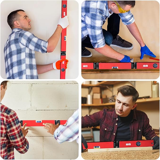 Folding Level, 3 Sections Foldable Measuring Tool for Various Corners Stairs, Accurate Multi-Angle Measurement Magnetic Aluminum Alloy Portable Level (35inch)