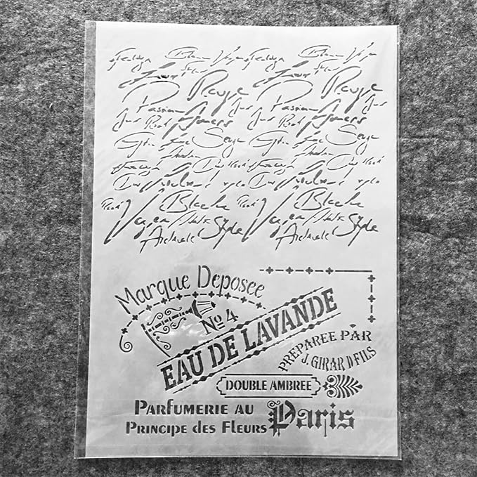 TIAMECH A4 Reusable Vintage Script French Words Stencil - Image 2