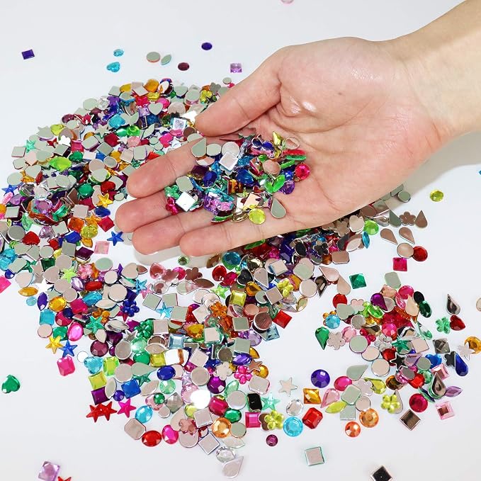 1200 Pcs Acrylic Flatback Rhinestones, 12 Different Shape Gems - Image 4