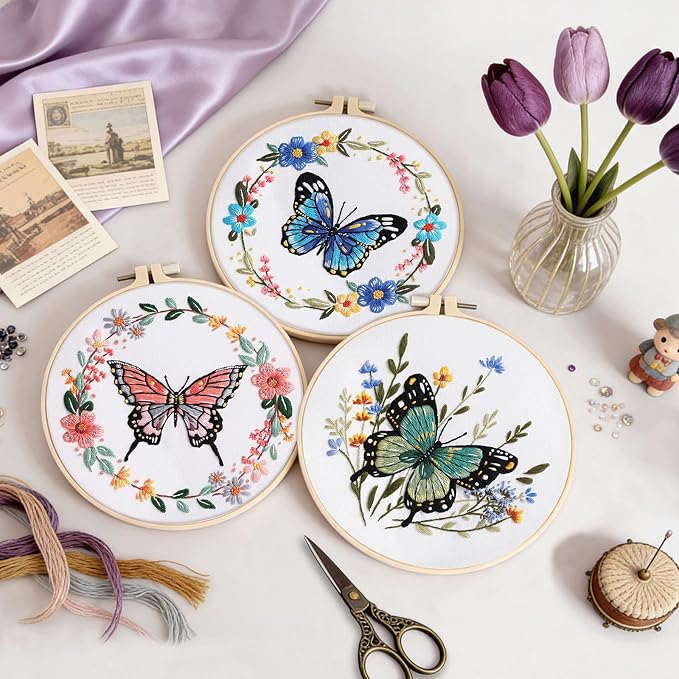 3 Sets Butterfly Flower Embroidery Kit - Image 5