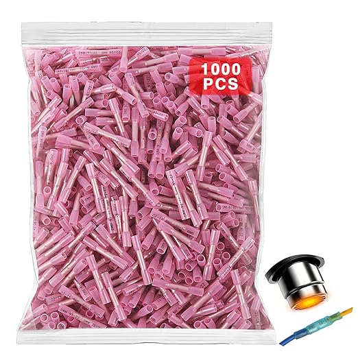 1000PCS Heat Shrink Wire Connectors 22-16 AWG, Waterproof Tinned Copper Purple Core Wire Connectors, Insulated Splice Terminals for Cable, Boat, Automotive, and Home Wiring (22-16 AWG)