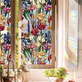 Stained Glass Window Film UV Resistant Window Privacy Film Colorful Flowers by Aomkmi