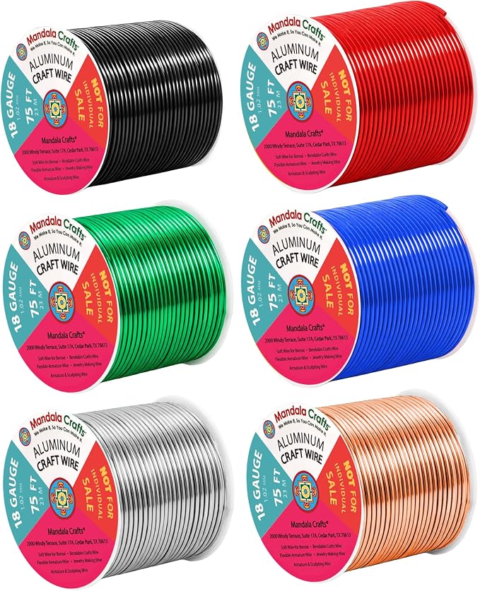 Mandala Crafts 18 GA Black Red Green Assorted Anodized Aluminum Craft Wire | by MandalaCrafts