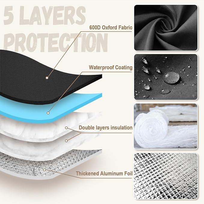 Backflow Preventer Insulation Cover - Water Pipe Insulation Sprinkler Cover for Outside - Insulated Backflow Cover Pouch for Irrigation Back Flow Valve in Winter or Sun Exposure (14"W x 26"H, BLACK)