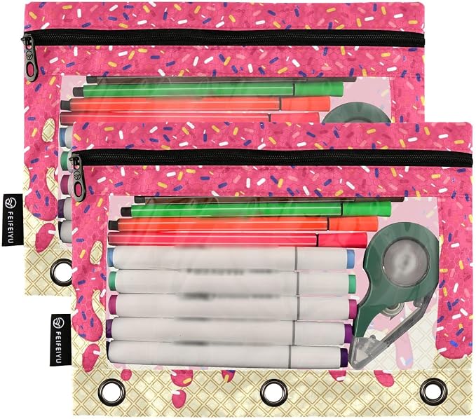 Custom Red Ice Cream Print Pencil Pouch - Image 2