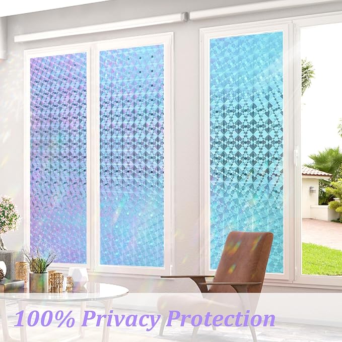 Windimiley Stained Glass Window Privacy Film, Rainbow Clings, 17.5" x 118.1 | - Image 5