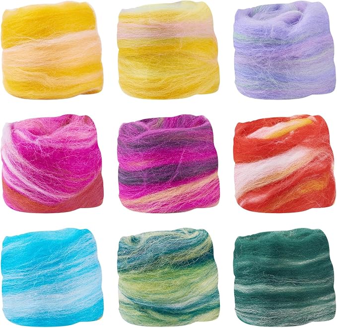 FASHEWELRY 1.59 oz Wool Roving for Needle Felting Kit 9 Colors Felting Wool by FASHEWELRY