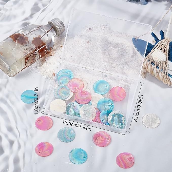 SUNNYCLUE 1 Box 40Pcs Shell Charms Seashell Charm Capiz Shells Slices AB Color - Image 6