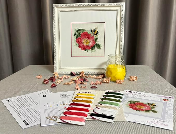 RIOLIS - Furry Bumblebee 2210, Animals Cross Stitch Kits 6"x6", Flowers Cross - Image 7