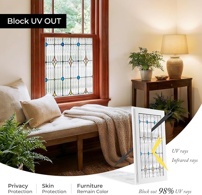 ADD.HERES Window Privacy Film, Stained Glass Decorative Static Cling, Removable - Image 4