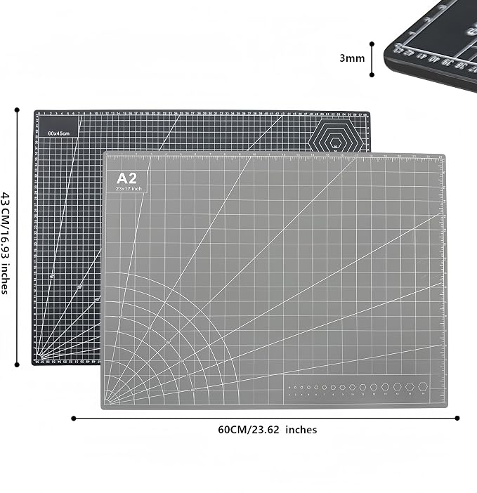23" x 17" Self Healing PVC Cutting Mat, A2-Black or Gray | Large, Double Sided - Image 4