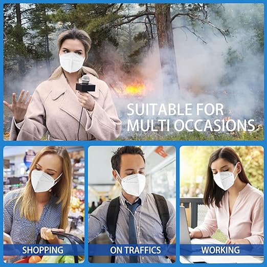 Hotodeal KN95 Face Mask 60 PCs, White KN95 Mask, 5 Layers Cup Dust Mask, for Men, Women, Healthcare Worker, Essential Workers