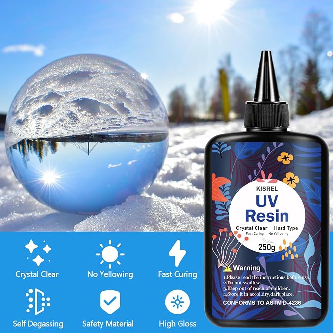 KISREL UV Resin 2000g，8 x 250g UV Resin Kit, Hard Type Crystal Clear - Image 2