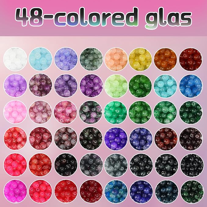 JULIMAIDONG 8mm Glass Beads for Bracelets 1000pcs, 24 Colors Round Crystal - Image 3
