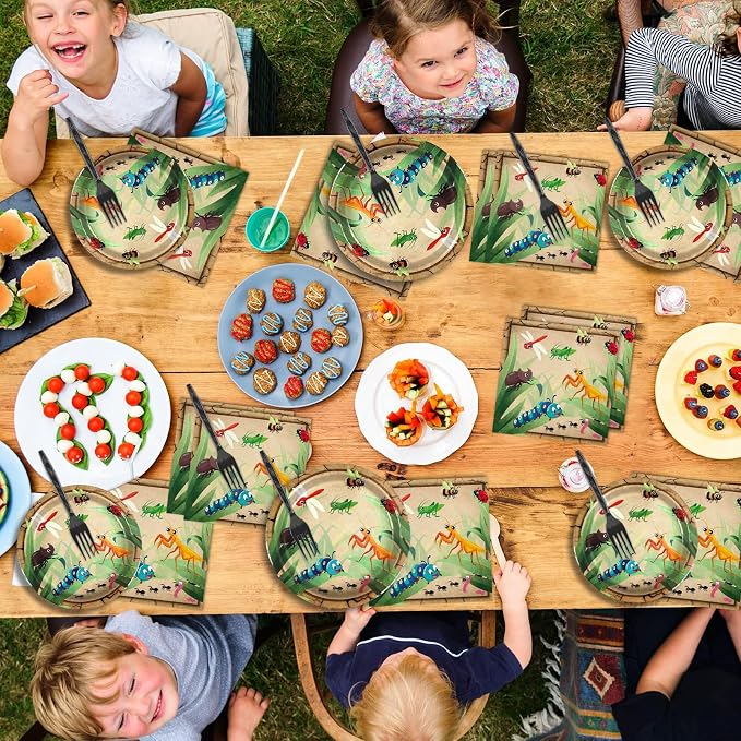 Qyeahkj 100 Pcs Bug Party Plates Napkins Supplies, Spring Summer Ladybugs Bee - Image 7