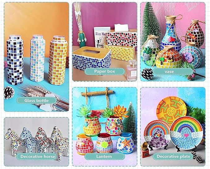 1.1LB Mixed Color Irregular Crystal Mosaic Tiles, Tiny Mini Mosaic Tile DIY - Image 2