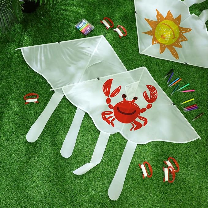 Libima 100 Pcs DIY Blank Kites for Kids Bulk Large Kite Making Kit Easy to Fly - Image 3