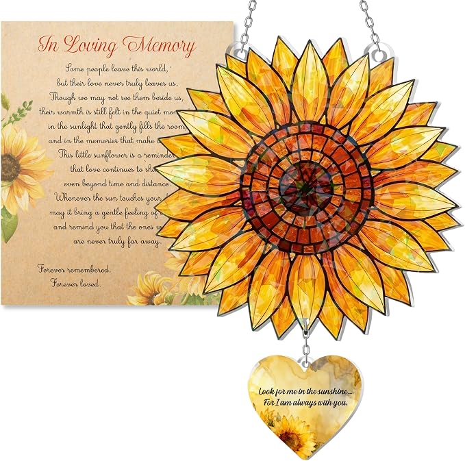 Sunflower Suncatcher Ornament – Acrylic Sunflower Window Hanging Decoration by Unknown