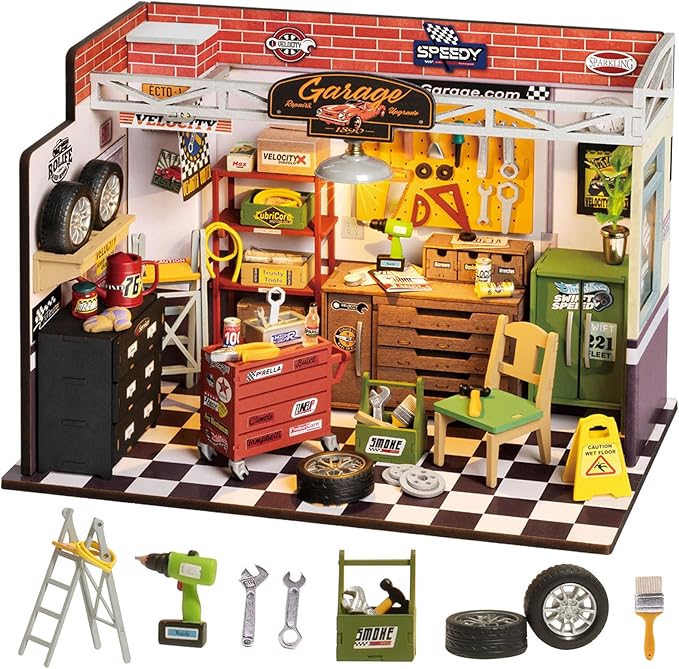 Rolife DIY Miniature House Kit Garage Workshop, Build 1/20 Mini House Building by Rolife