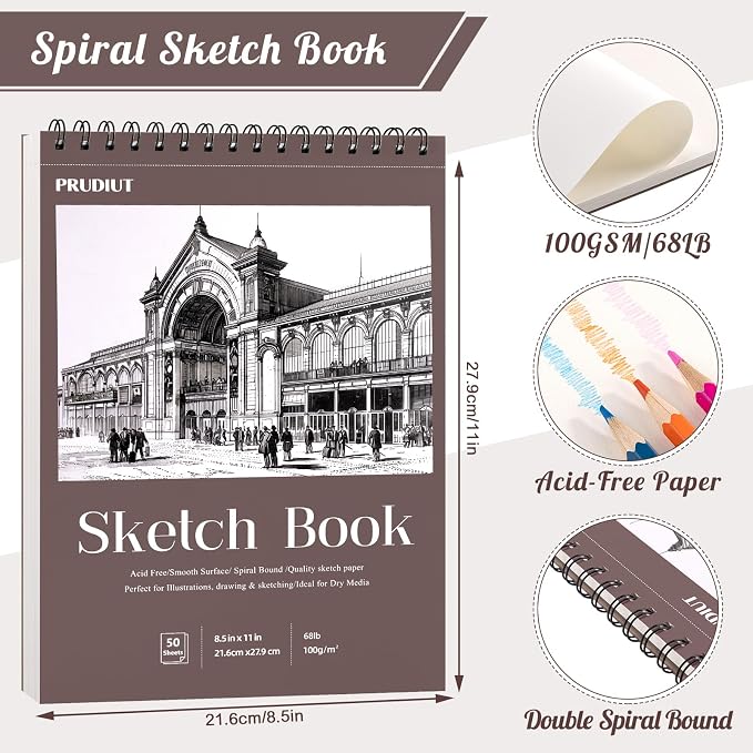 Sketch Book 8.5×11 inch, Spiral Bound Sketch Pad 50 Sheets, Acid-Free Sketchbook - Image 3