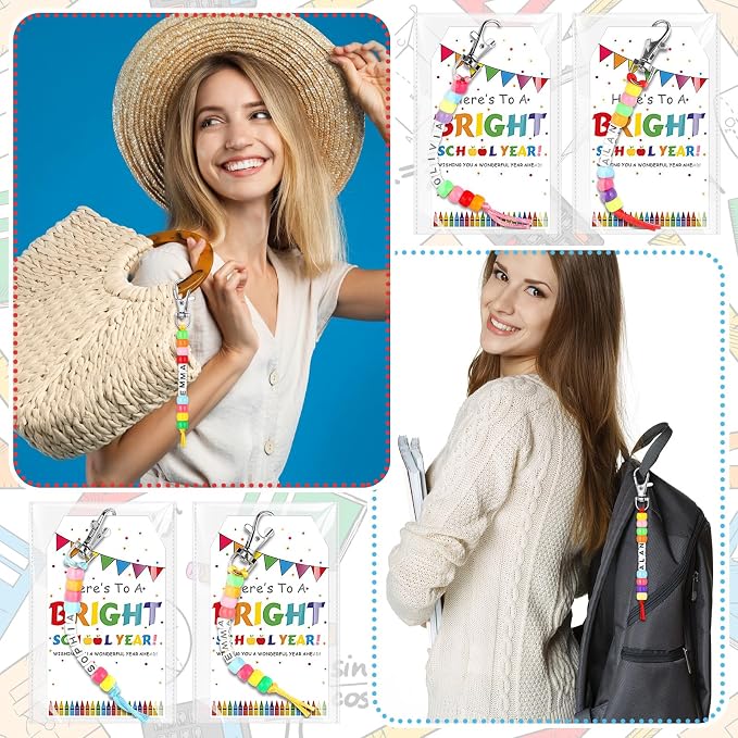 Suncalla 984 Pcs 24 Set Back to School Keychain Making Kit DIY Bead Craft | - Image 6