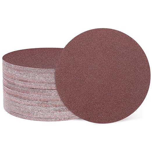 HARFINGTON 50 Pcs 7 Inch Sanding Disc 60 Grit Hook and Loop Sandpaper Random Orbital Sander Pads for Woodworking Automotive Metal Polishing