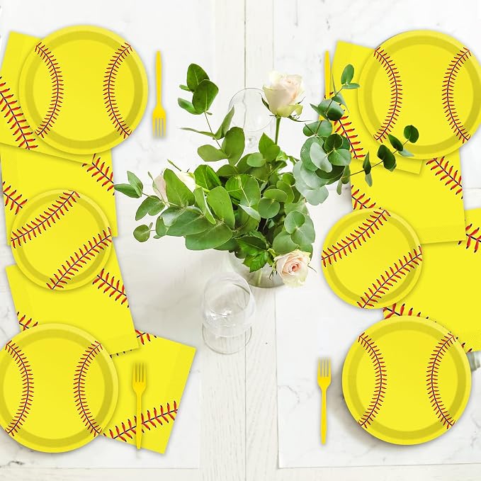 50 Guests Softball Plates and Napkins Party Supplies Softball Party Decorations - Image 5
