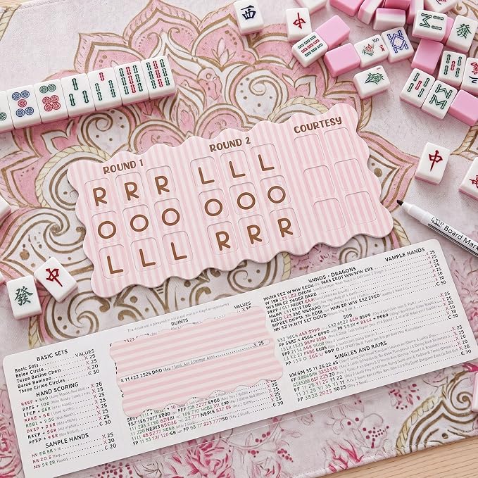 Solo Mahjong Practice Board 12 x 6 Inch Pink Stripe Mahjong Practice Board - Image 4