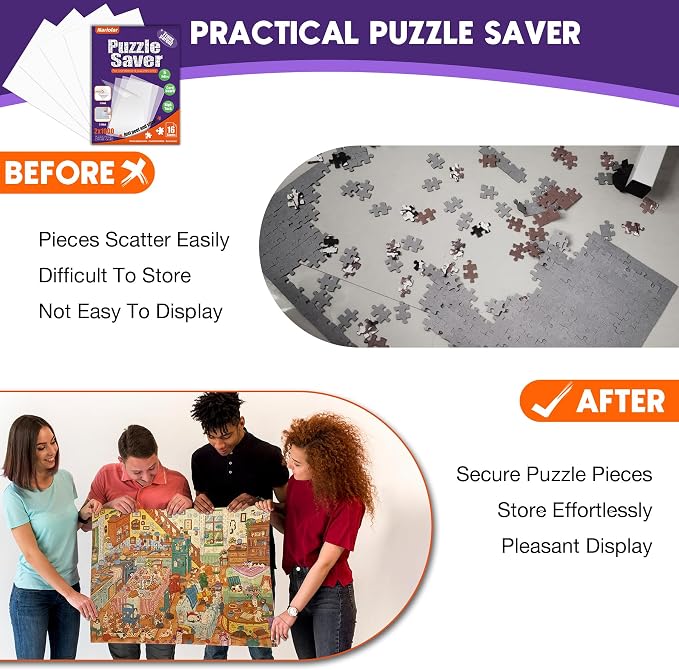Nariolar Ultra-Adhesion Transparent Puzzle Glue Sheets, 16 Puzzle Saver Sheets - Image 6
