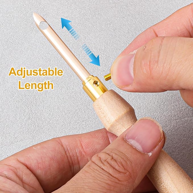 12PCS Punch Needle Kit, Adjustable Punch Needle Tool, Wooden Handle Embroidery - Image 4