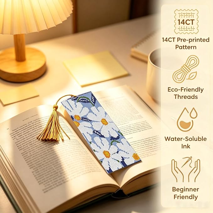 6PC Flowers Counted Cross Stitch Bookmark Kit - Image 3