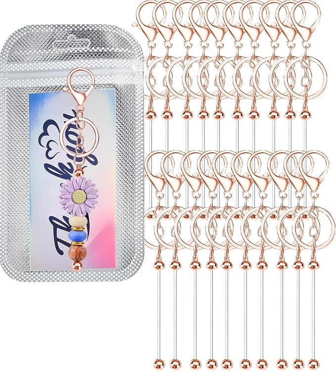 60 Pcs Beadable Keychain Bars Bulk Kit by Yweeychain
