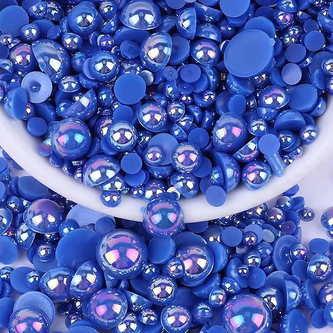 2000PCS AB Color Imitation Half Round Pearls Bead Loose Beads Gems, Mixed Sizes by UYTRDVG