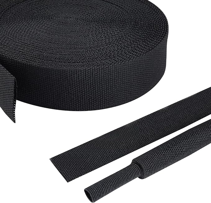2:1 Ratio Flat Heat Shrinkable Braided Sleeving,Electrical Insulating Tubing,Durable Automotive Fabric Harness Shrinking Sheath (3/4"-20ft)