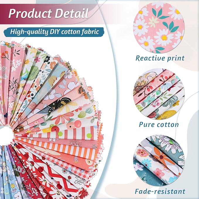 100 Pcs 5"x 5" Charm Packs for Quilting, Precut Multi-Color Printed Floral - Image 4