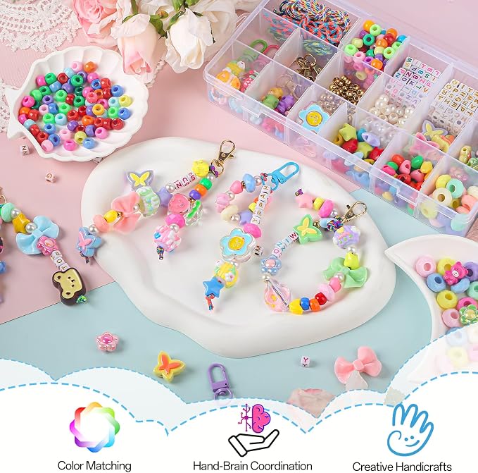 Ecoofor 487 PCS Beaded Keychain Making Kit, Acrylic Letter Beads - Image 6